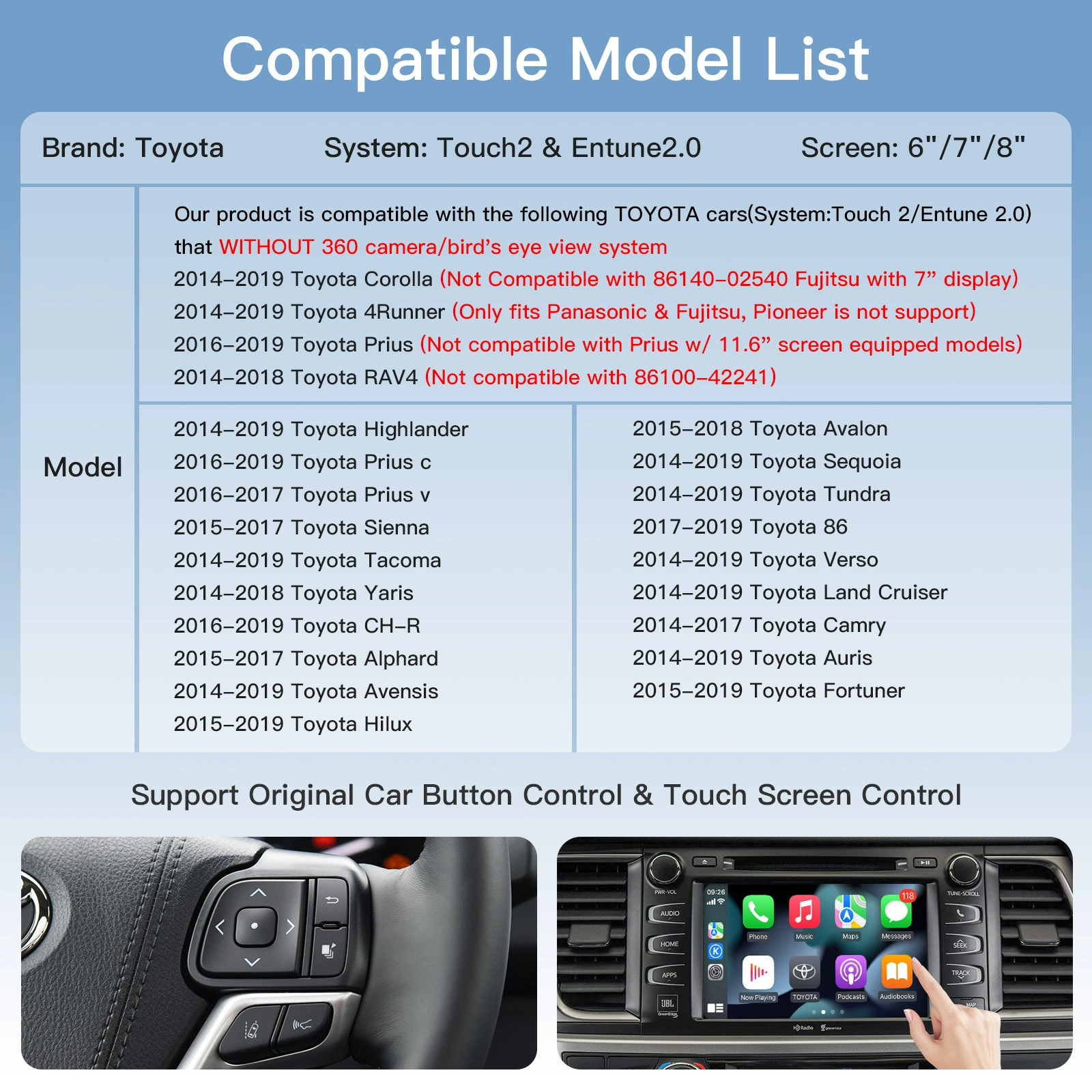 Подходит для Toyota: беспроводной модуль CarPlay/Android Auto для подключения и умной автомобильной навигации