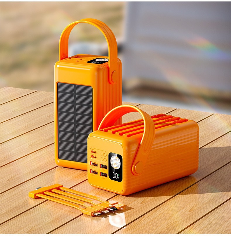 Nuevo tesoro de carga solar de 100000 mAh de capacidad súper grande con cable de carga súper rápida fuente de alimentación móvil al aire libre