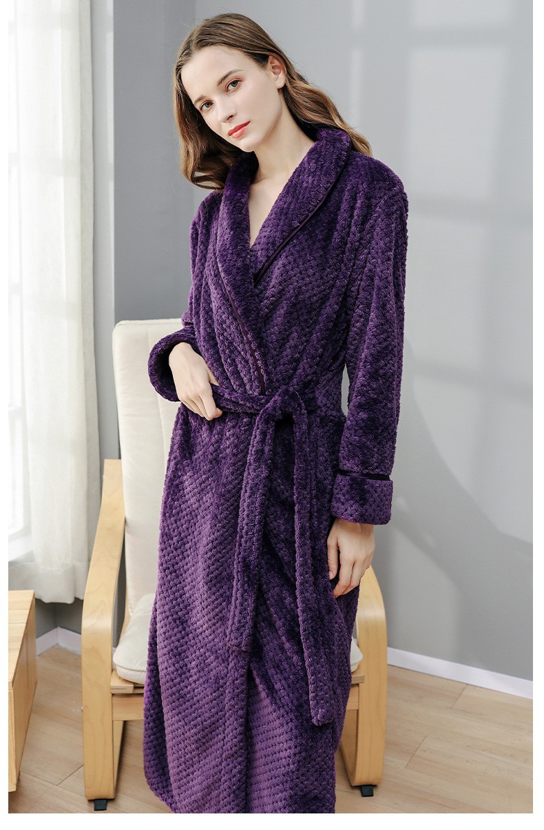 Camicia da notte da donna invernale coppia accappatoio in pile corallo più velluto flanella ispessita pigiama da uomo autunno e inverno lungo_voghion.com