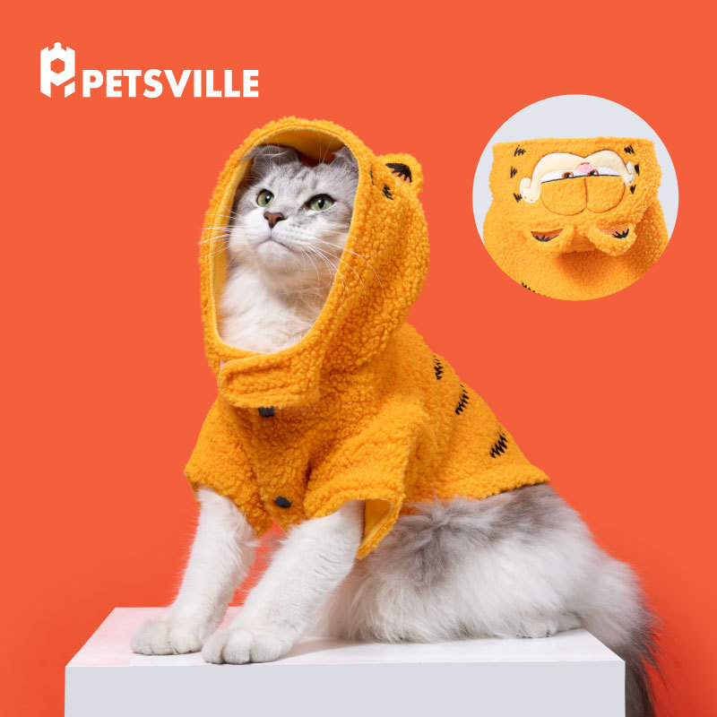 Garfield pet jacket autumn and winter dog cat clothes fleece-lined warm small dog teddy bear zipper vest Garfield pet jacket autumn and winter dog cat clothes fleece-lined warm small dog teddy bear zipper vest