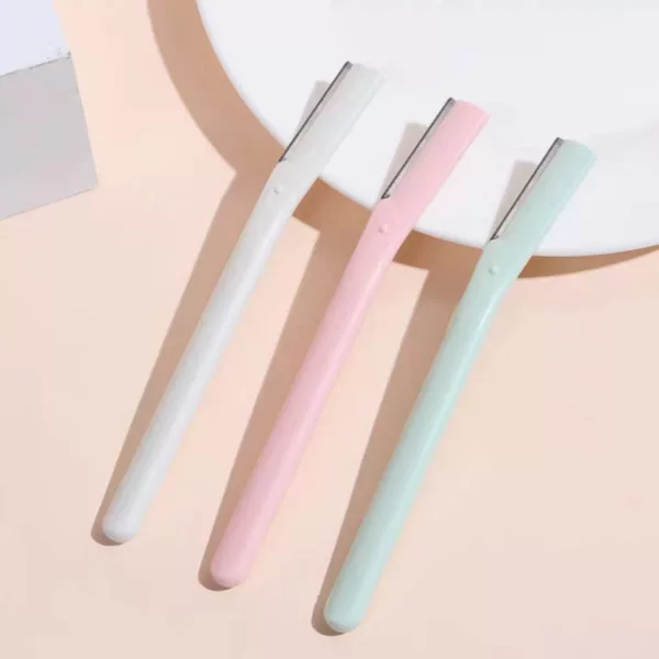 Three-color women's beauty makeup eyebrow shaping razor stainless steel blade with protective cover eyebrow shaving knife eyebrow trimming knife