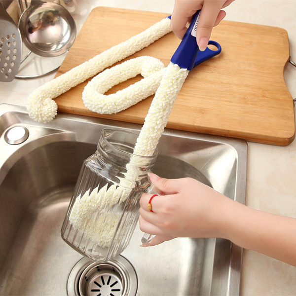 유리 유리 레드 와인 와인 유리 브러시 다기능 워시 디캔터 브러시 와인 병 구부릴 수있는 클리닝 브러쉬