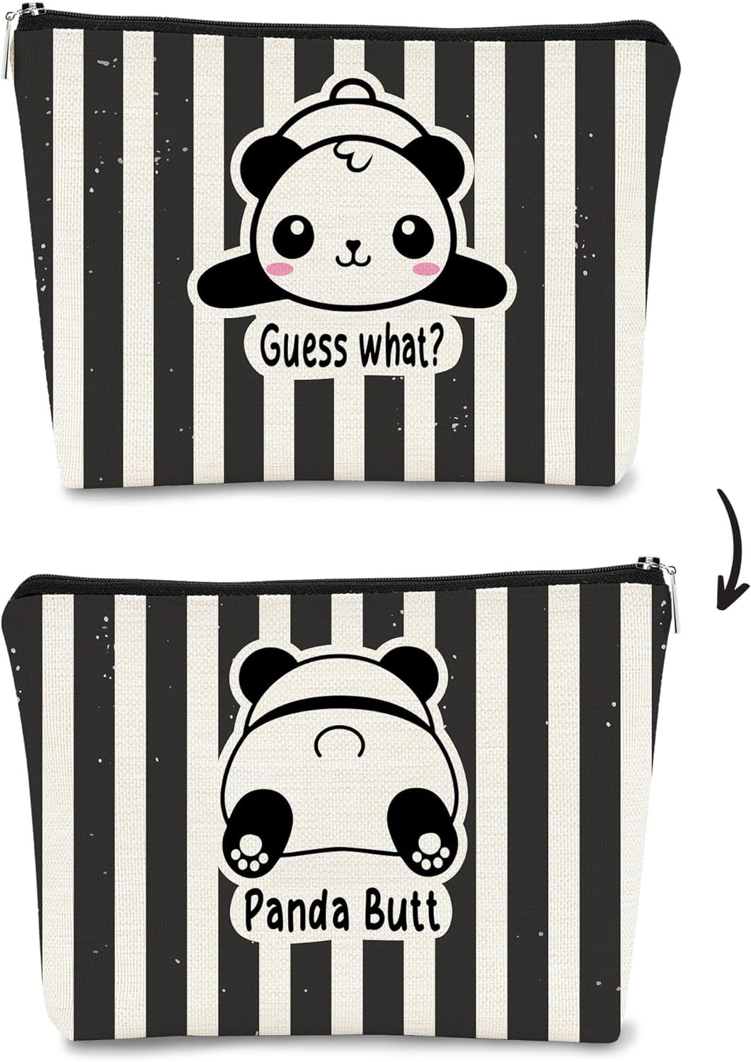 Transfronterizos Amazon brote lindo panda impresión doble cara bolsa de maquillaje bolsa de almacenamiento bolsa de cambio de lino impermeable