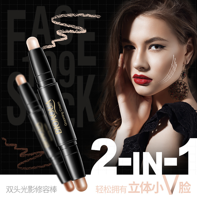 Poquanya Double Head Light and Shadow Cosmetic Stick Makeup Stereo Shadow High Light Brightening Concealer Pen Cosmetics Poquanya Double Head Light and Shadow Cosmetic Stick Makeup Stereo Shadow High Light Brightening Concealer Pen Cosmetics
