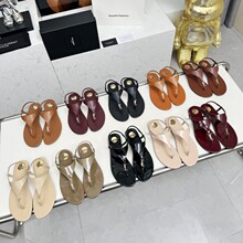 欧美女士高端明星同款迪拜尼日利亚中东大牌金属字母扣夹脚鞋
