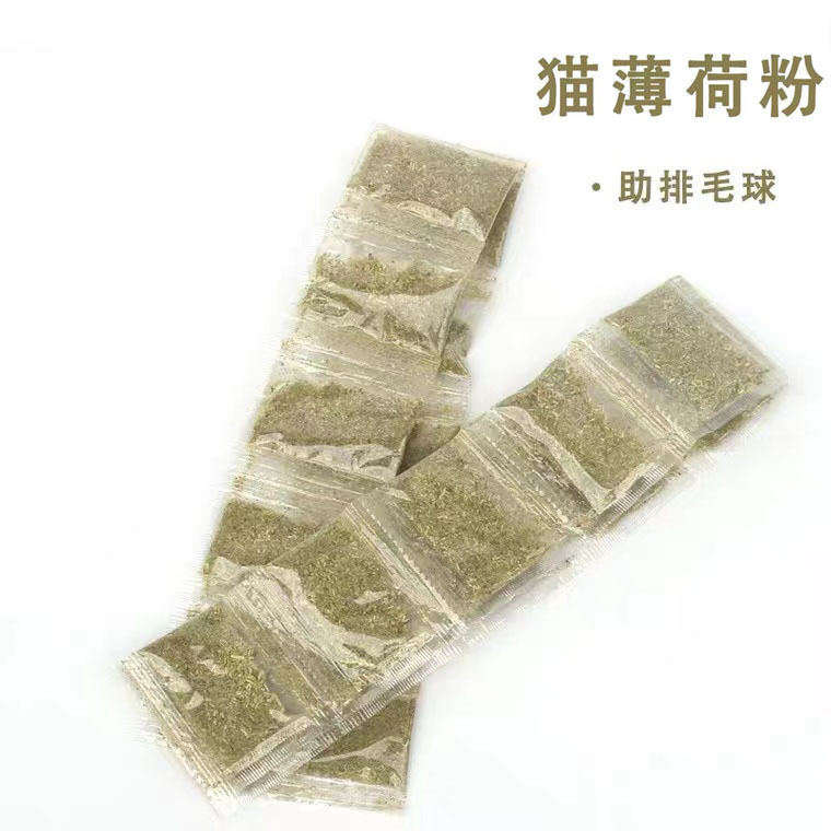 跨境猫薄荷粉袋装精选猫咪化毛猫草粉自嗨薄荷粉无纺布填充玩具