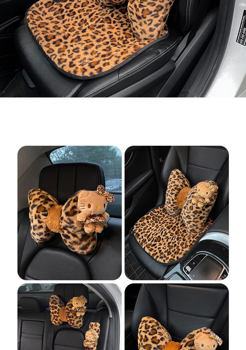 Car headrest neck pillow leopard print kitten car pillow car seat high sense girl car pillow waist