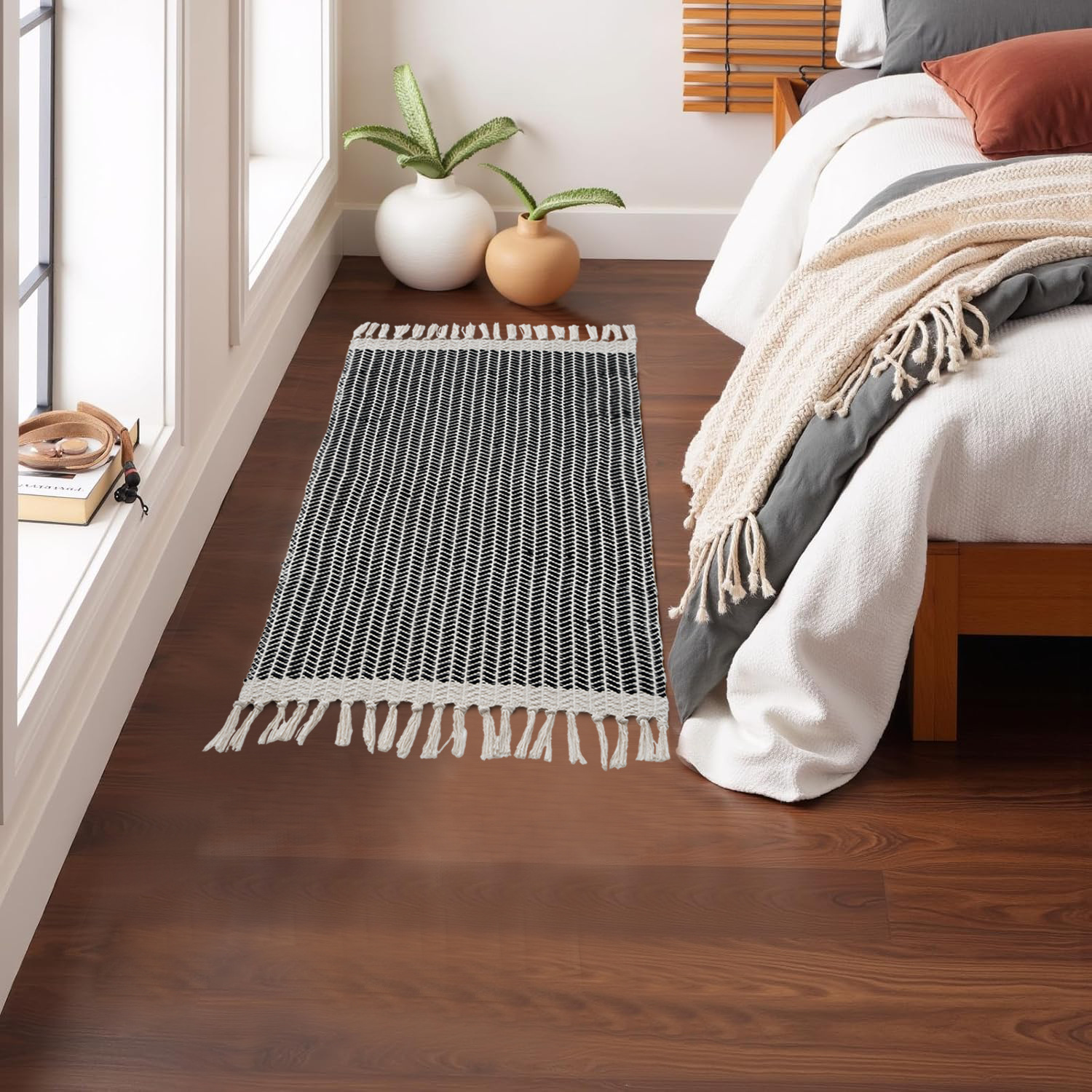 Comercio exterior transfronterizo alfombra de algodón trenzada moderna simple alfombra de cama doméstica alfombra retro lavable a máquina