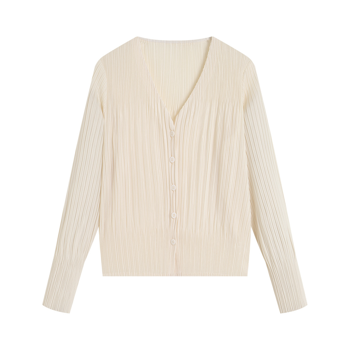 Áo len cardigan nữ V-neck tay dài xếp ly mỏng nhẹ xuân hè — màu đen chi tiết 7