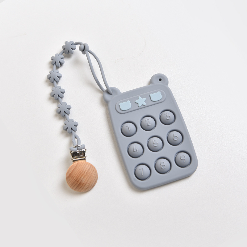 085 blue button fun + flower anti-chain [with wooden clip]