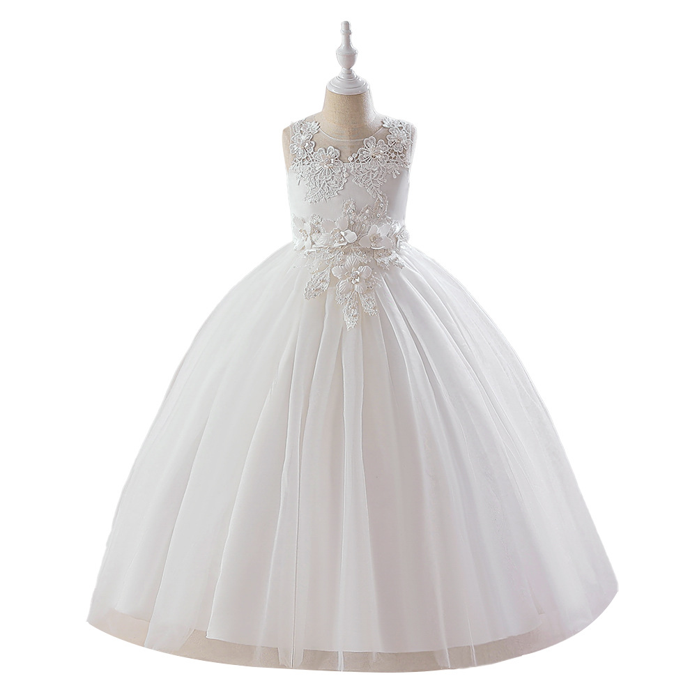 Europa y América nueva flor Niña de la princesa vestido de malla de la flor pettiskirt largo medio y grande vestido de novia de los niños