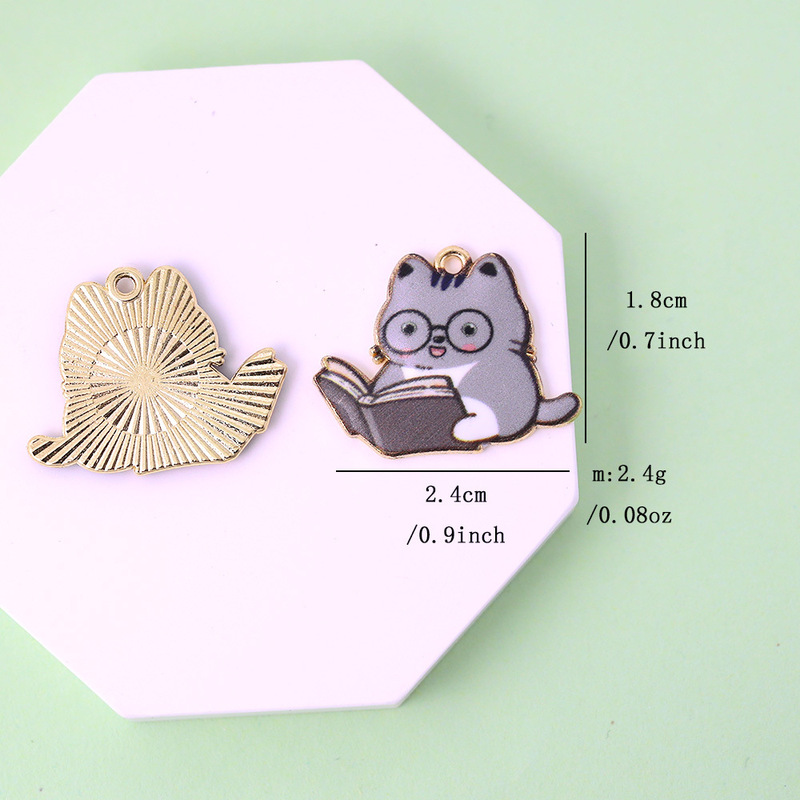 合金 diy アクセサリー読書プリント猫キーホルダーペンダント携帯電話チェーンネックレスペンダントジュエリーアクセサリーメーカー|undefined