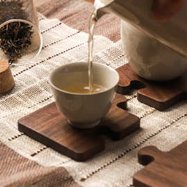跨境木质隔热垫餐桌砂锅垫家用桌面创意拼图茶杯水杯木垫咖啡杯垫
