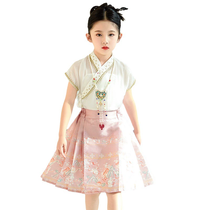 Children's summer suit, skirt, Hanfu, Chinese style