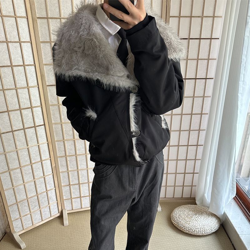 Fashion Trend Parka 2025 New Style Lapel Warm Winter Thickened Coat Men's Plush Stylish Coat