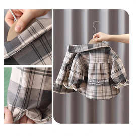 儿童加绒衬衫2025新款男孩宝宝秋冬季加厚一体绒衬衣男童深秋外套