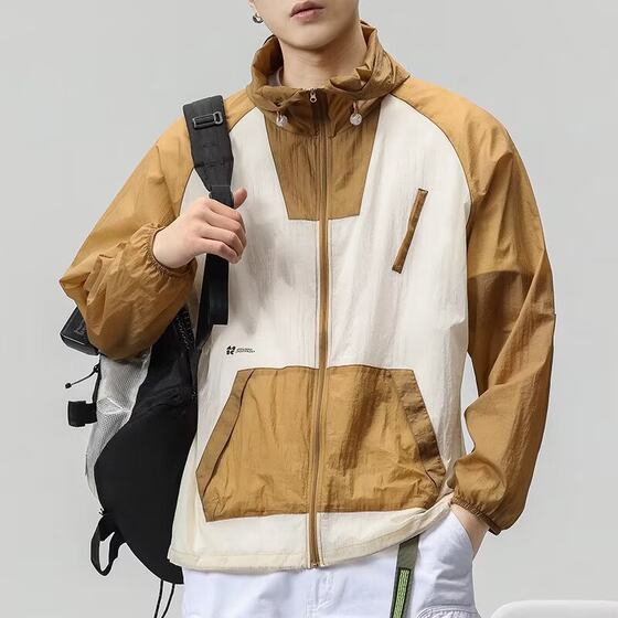 Summer Light Ice Silk Men's Sun Protection Clothing Loose Large Size Outdoor Casual UV Protection Hooded Jacket Sun Protection Clothing