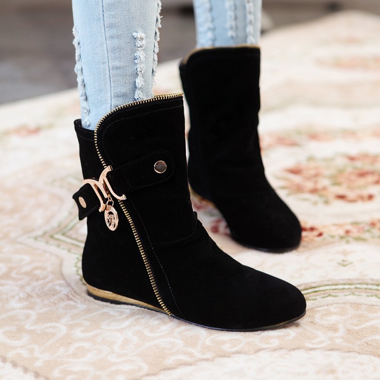 Autumn and winter wholesale new fashion boots flat heel snow boots mid-level boots student short boots size women's shoes pregnant women's shoes