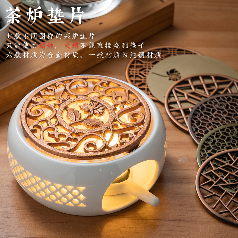 Base de calefacción blanco porcelana calentador té negro cerámica estufa titular vela base perfumada traje de té base de cerámica multifuncional