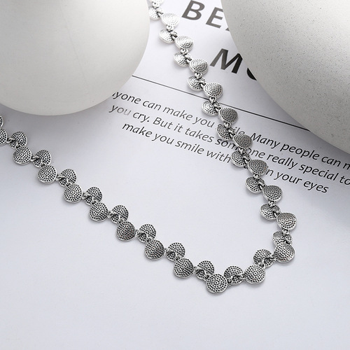 Yunchaoxuan S925 sterling silver retro old creative personalized small round card splicing pure chain clavicle chain necklace for men and women