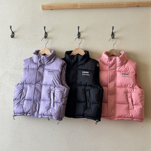 Children's Versatile Vests for Middle-Aged and Older Boys and Girls Korean Style Stand-Up Collar Autumn and Winter Outer Wear Waistcoat Vests Export