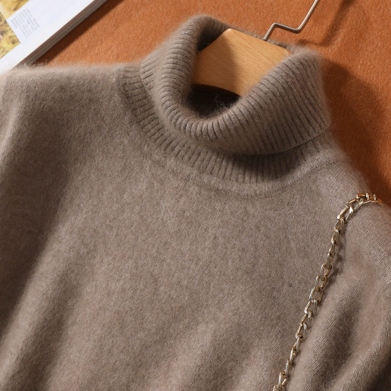 Норковый свитер, Женский пуловер с высоким воротником, свободная утолщенная осенне-зимняя новая короткая Базовая рубашка больших размеров