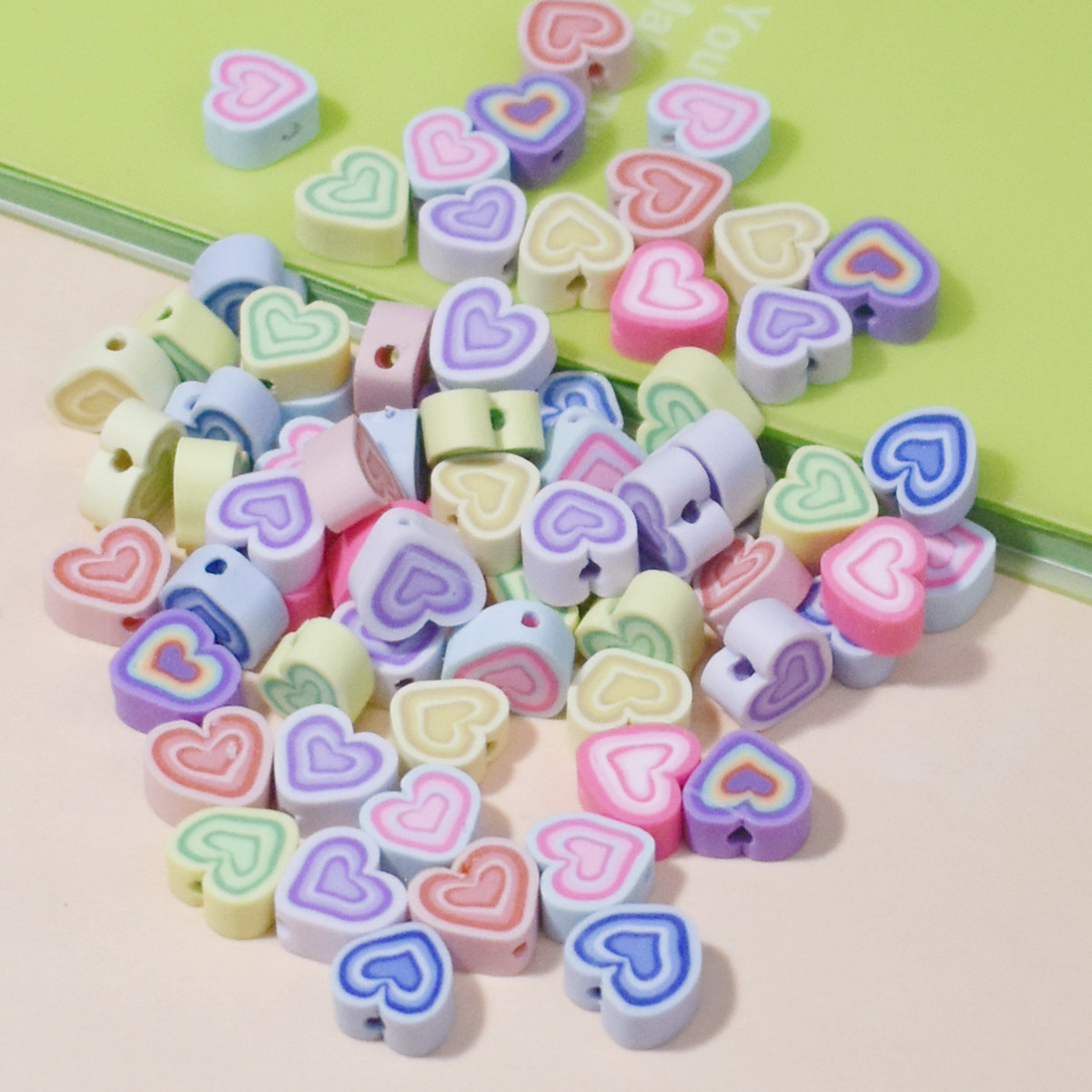 100 PCS/Package Soft Clay Heart Shape Beads display picture 1