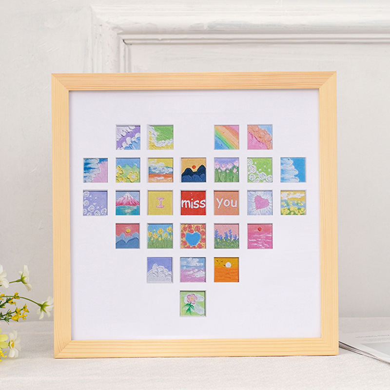 Oil Painting Stick Hollow Love Frame Birthday Age Digital Table Photo Customization diy Memorial Multi-Palace Frame