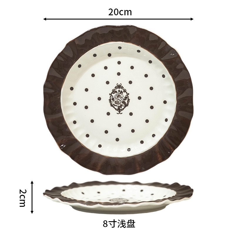 法式中古风餐具碗碟盘筷组合套装家用高颜值好看的吃饭碗汤面碗|undefined