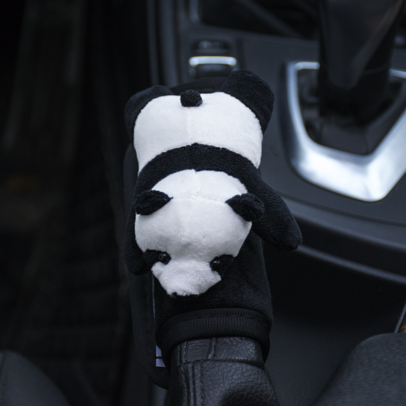 8#핸드브레이크 커버 - 팬더 - 피부 친화적인 플러시 천 - 블랙