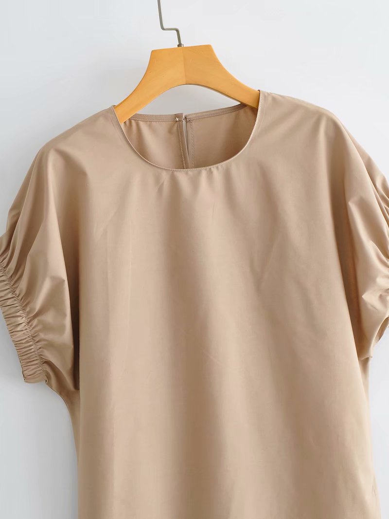 solid color round neck elastic short-sleeved T-shirt NSAM42064