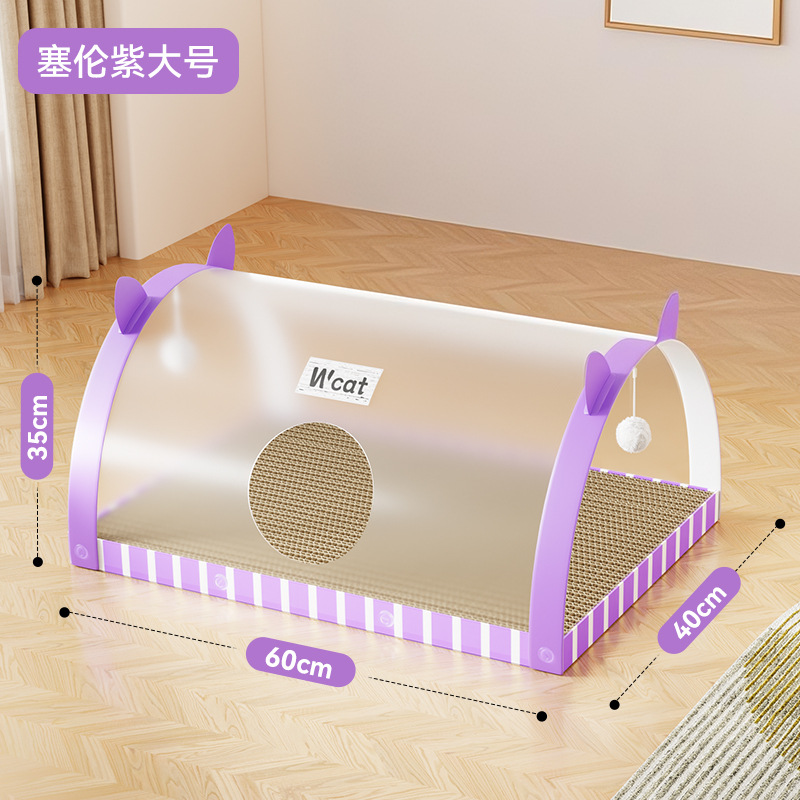 Túnel transparente para gatos, tabla para raspar para gatos, nido para gatos, todo en uno, resistente al desgaste, resistente al agarre, papel corrugado, lavabo vertical, juguete para gatos para mascotas