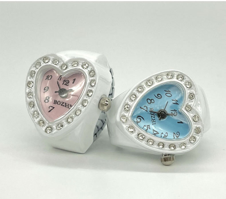Pointer Display Type Heart-Shaped Dial Shape Daily, Street Occasion Quartz Movement Casual Heart Shape Solid Color Quartz Watch Rings