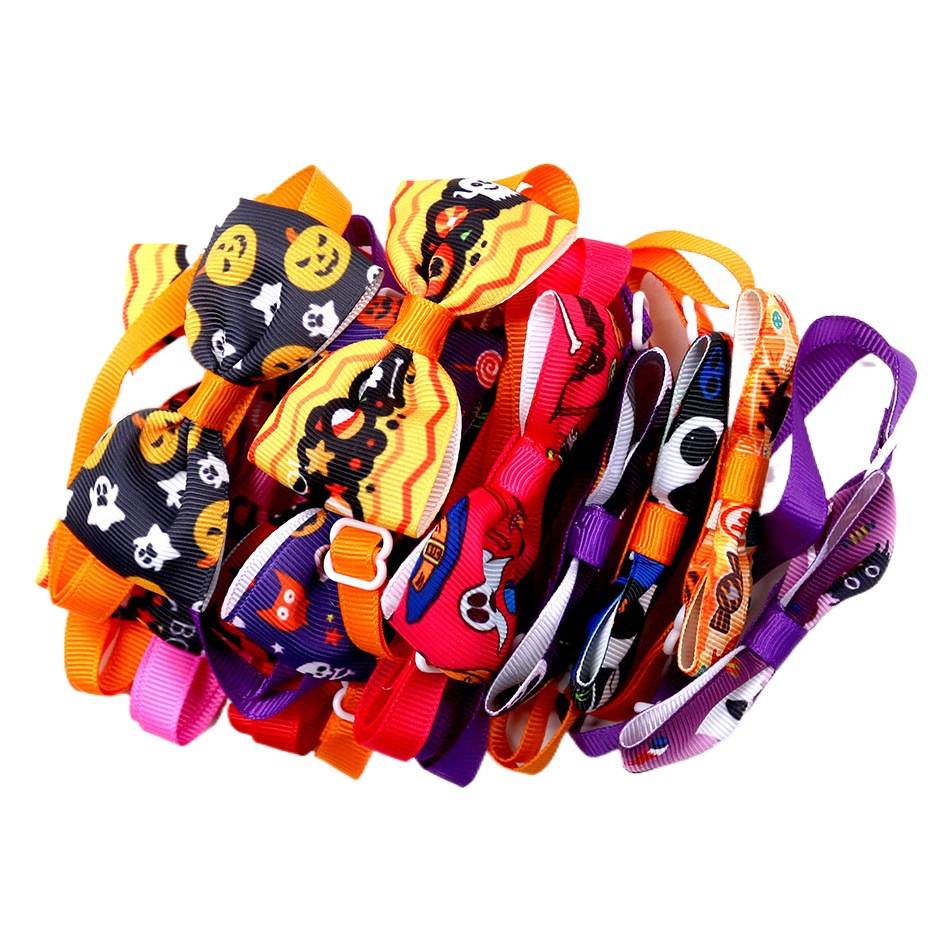 Cross-Border New Halloween Pet Supplies Halloween Party Bow Ties and Neckties for Dogs and Cats, Bow Decorations