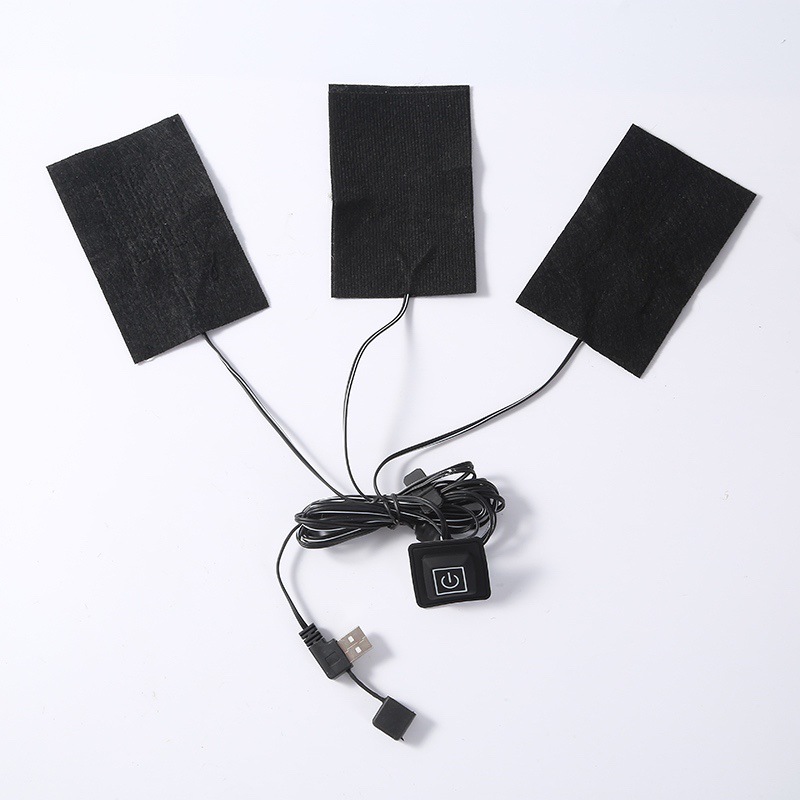一拖三衣服发热片USB充电服装电热片衣服加热片复合纤维发热片