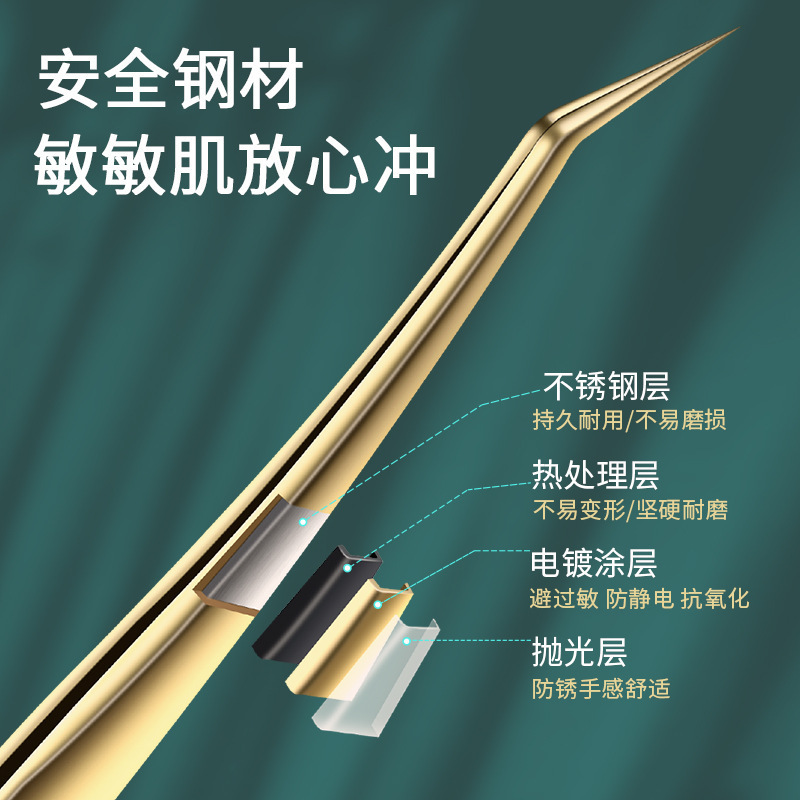 Ventas directas de pinzas de pestañas injerto clip de pestañas falsas clip de plumas de oro alto esteticista flor dividir el vello