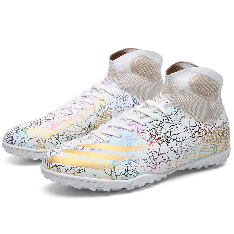 Nuevos zapatos de fútbol al por mayor de los hombres transpirable fisión de Pato Mandarín alto-top uñas cortas uñas rotas zapatos de fútbol de hierba más tamaño de entrenamiento