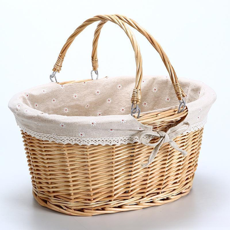 Cestas de picnic trenzadas de sauce cestas de recolección de cestas trenzadas de mano juguetes de compras de verduras cestas de frutas cestas de flores cestas de compras