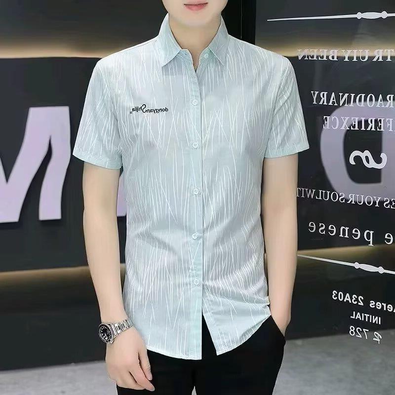 New Style Handsome Short-Sleeved Shirt Men's Summer Wear Hong Kong Style Student Loose Niche Design Sense Interesting New Style Men's Top for Outer Wear