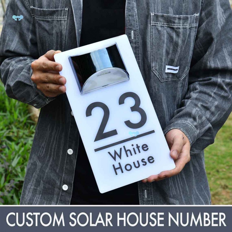 Customized House Sign Solar LED Light Acrylic Plate Modern