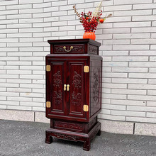 花架 红木印尼黑酸枝客厅花架古典带柜子灯笼花几阔叶黄檀高度108