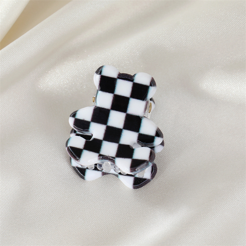 Farbe Plaid Bär Haarnadel Acryl Mini Grab Clip Pony Clip Side Clip Schmuck display picture 4