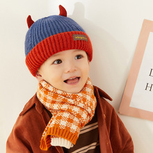 兒童針織帽子秋冬款韓國可愛牛角毛線帽搞怪小惡魔角保暖寶寶帽子