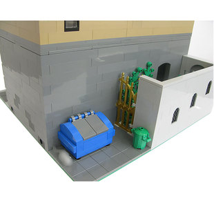 C4222 3-Story Modular Coffee Shop Building Model with Courtyard 2956 Particle Count
