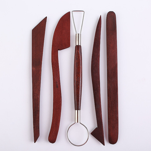Redwood 5-piece clay tools for pottery beginners, clay sculpting tools, soft clay embossing set, manufacturer direct supply