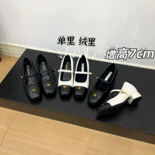 羊皮版~内增高7CM法式小香风高跟玛丽珍鞋2026春季一字带通勤单鞋