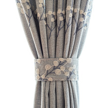 清新灰蓝简约复古美式新中式客厅卧室飘窗刺绣花棉麻遮光窗帘