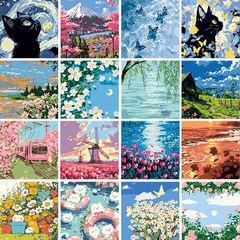 新型油彩デジタル油絵30-30風景塗りデジタル油絵diy玄関画高級感通路画