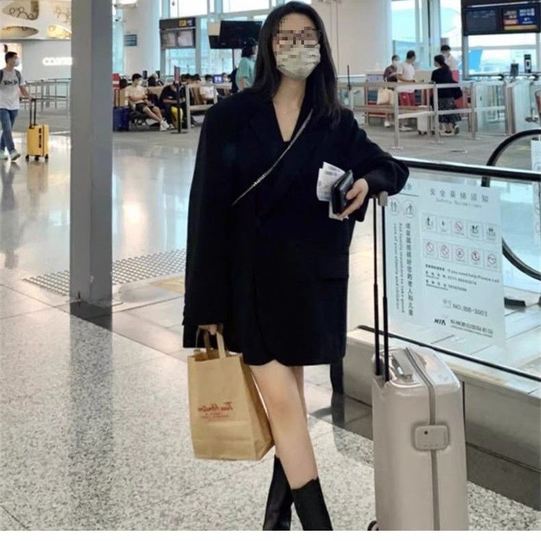 灰色西装外套女新款春秋季小众设计感韩版休闲小个子西服上衣|undefined