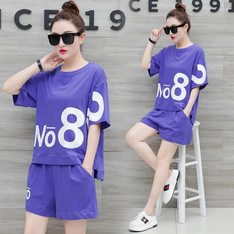 Women's Clothing 100kg Spring/Summer New Loose Slimming Casual Sports Shorts Short-Sleeve Two-Piece Set Women's Clothing 100kg Spring/Summer New Loose Slimming Casual Sports Shorts Short-Sleeve Two-Piece Set